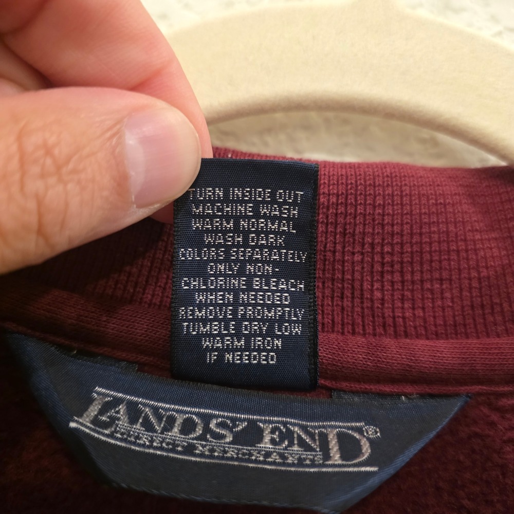 VTG Lands End Polo Collar Sweatshirt Womens M 10-12 Burgundy Made in USA Preppy - Picture 4 of 11